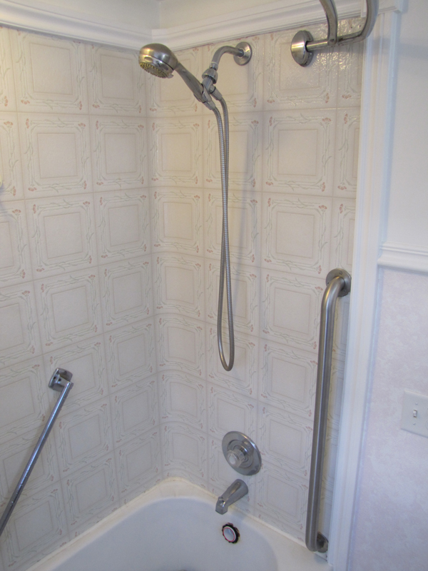 Old lino wrapped shower